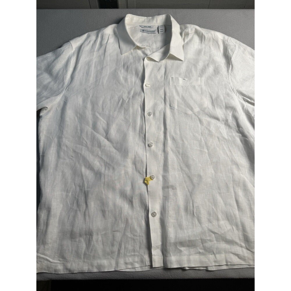 CUBAVERA Short Sleeves 100% Linen Shirt Size 2XL White
